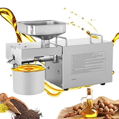 CGOLDENWALL 1200W Household Commercial Automatic Oil Press Machine Nuts Seeds Oil Presser Pressing Machine Cold Press Hot Pressing machine Stainless Steel with industrial motor 110V