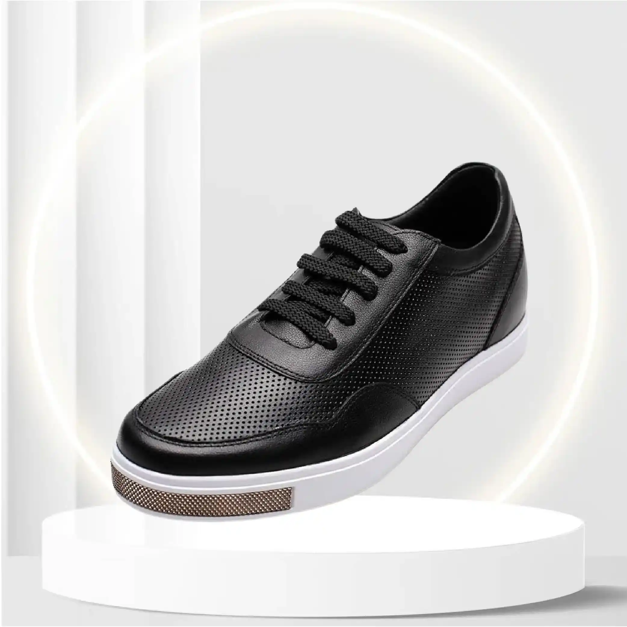 CHAMARIPA Men's Invisible Height Increasing Elevator Shoes-Breathable Mesh Leather Sneakers-2.36 Inches Taller