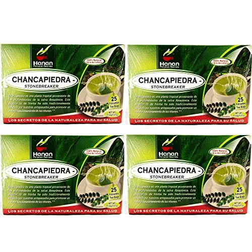 Chanca Piedra Kidney Stone Breaker 100% Natural Peruvian 4 Boxes (100 Tea Bags) Caffeine Free Herbal Supplement