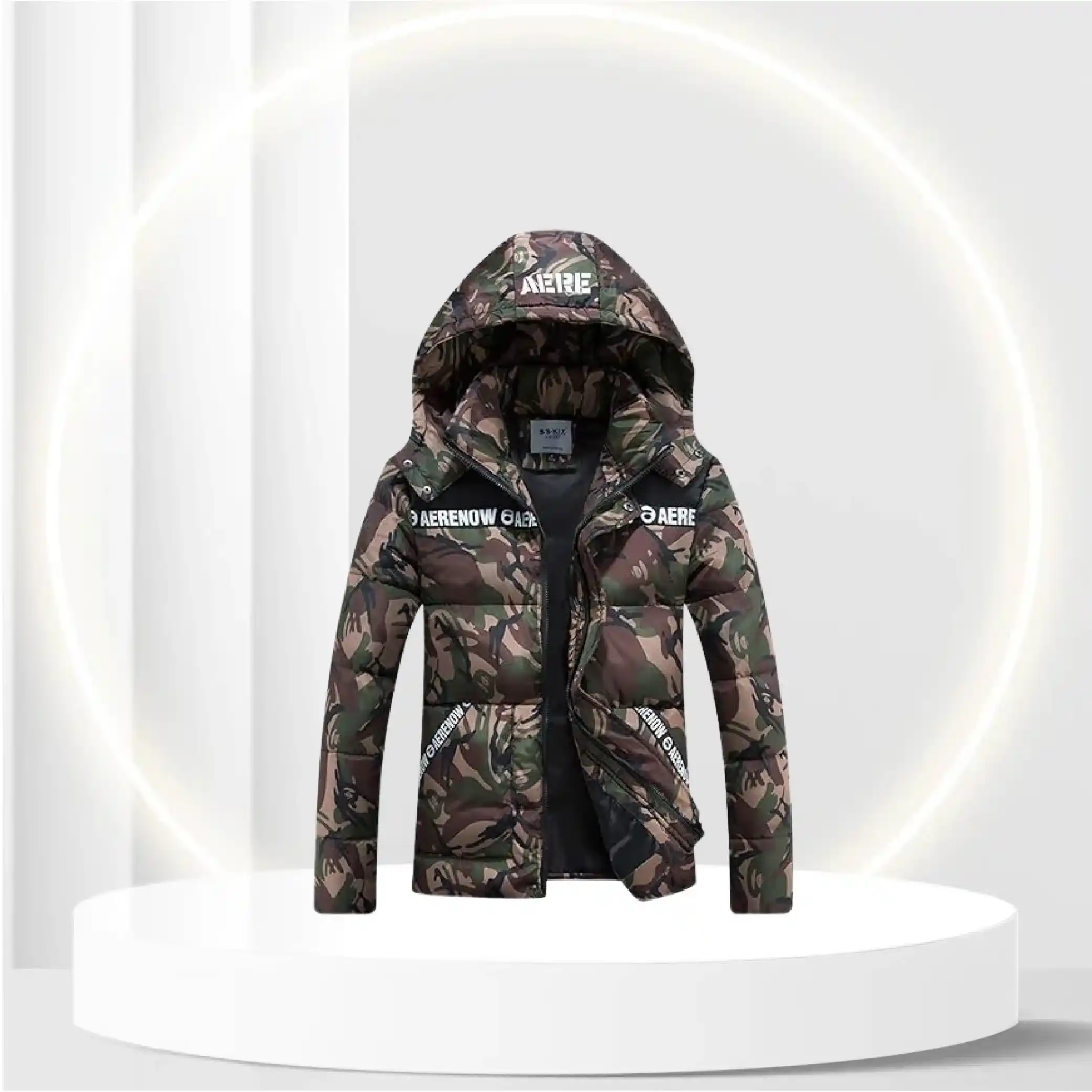 CHARTOU Men's Winter Hooded Camouflage Quilted Puffer Coat Padded Jacket Parkas Outwear (X-Large, Army Green)