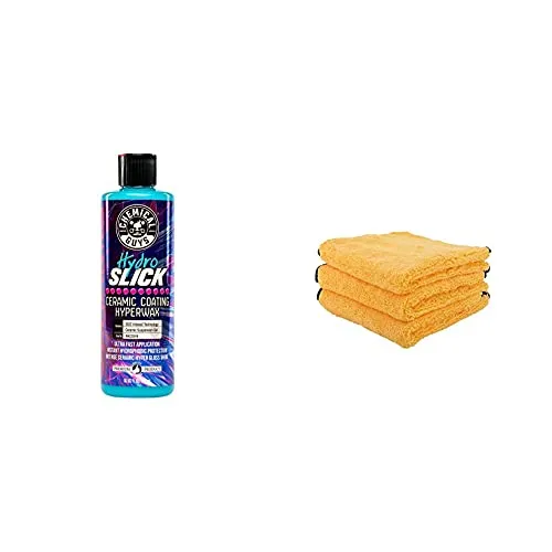 Chemical Guys WAC22916 HydroSlick SiO2 Ceramic Coating HyperWaxwith MIC_506_03 Professional Grade Premium Microfiber Towels, Gold 16