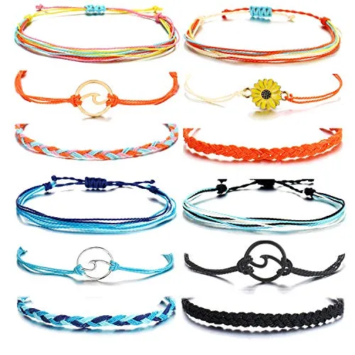 choice of all 3 Pcs Summer Surfer Wave Bracelet Adjustable Friendship Bracelet Handcrafted Jewelry Women (P:4 sets)