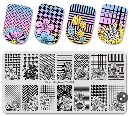 Chrysanthemum Theme Rectangle Nail Stamping Plate Sunflower Design Nail Art Tool BBBXL-024