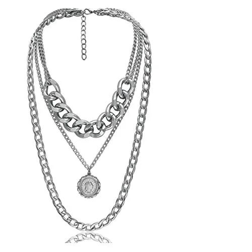 CIBIRICH Chunky Necklaces for women Punk Chain Silver Statement Collar Necklace