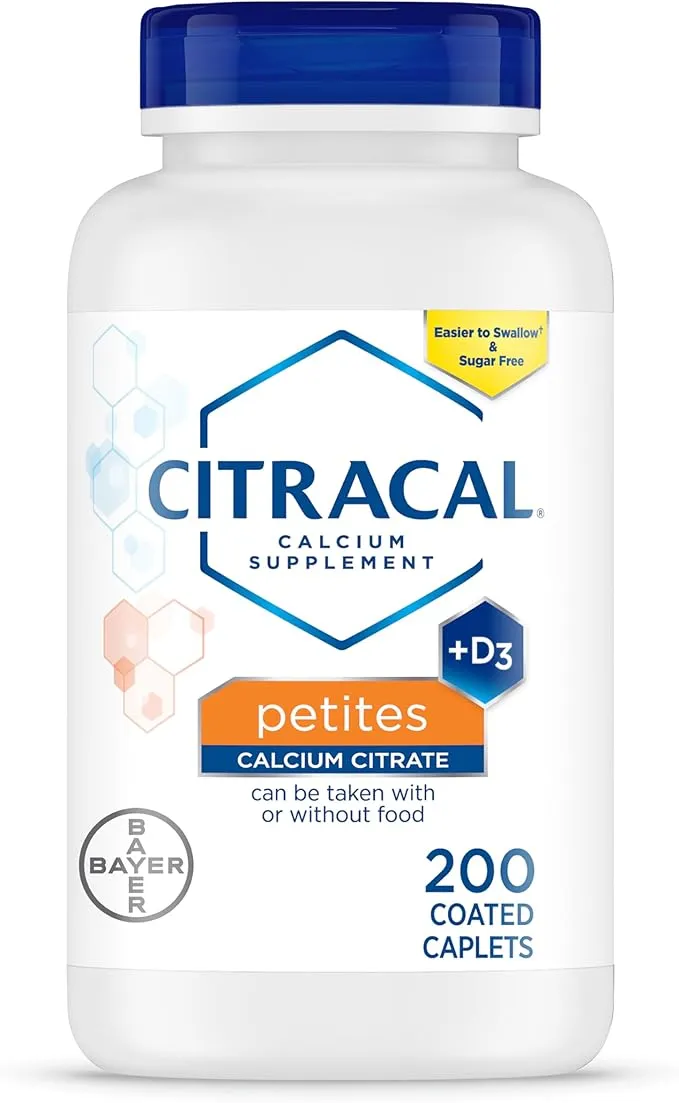 Citracal Petites, Highly Soluble, Easily Digested, 400 mg Calcium Citrate with 500 IU Vitamin D3, Bone Health Supplement for Adults, Relatively Small Easy-to-Swallow Caplets, 200 Count
