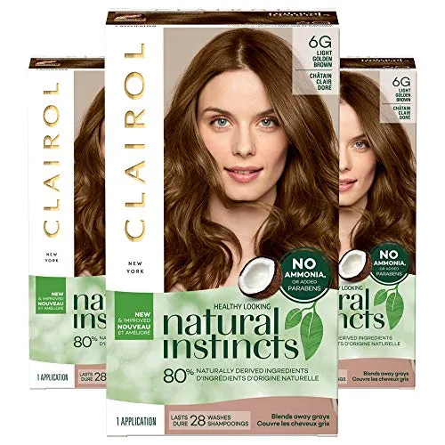 Clairol Natural Instincts Semi-Permanent, 6G Light Golden Brown, Toasted Almond, Pack of 3