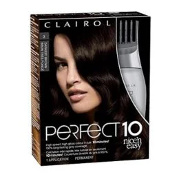 Clairol Niceân Easy Perfect 10 Permanent Hair Dye, 3 Darkest Brown Hair Color, 1 Count