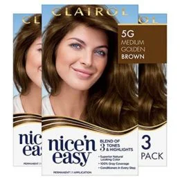 Clairol Nice'n Easy Permanent Hair Color, 5G Medium Golden Brown, Pack of 3