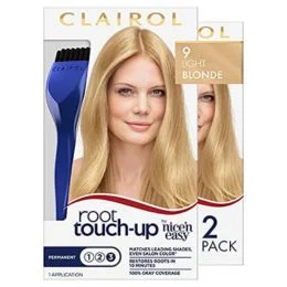 Clairol Root Touch-Up by Nice'n Easy Permanent Hair Dye, 9 Light Blonde Hair Color, 2 Count
