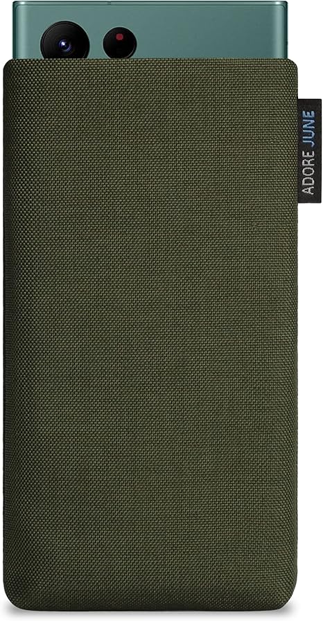 Classic Olive-Green Protection Sleeve compatible with Galaxy S24 Ultra/Galaxy S23 Ultra/Galaxy S22 Ultra, Pouch Case Made of Durable Fabric with Display Cleaning Effect