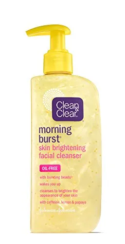 Clean & Clear Morning Burst Skin Brightening Facial Cleanser with Caffeine, Lemon & Papaya, Gentle Daily Citrus Face Wash for All Skin Types, Oil-Free & Non-Comedogenic, 8 fl. oz (Pack of 3)