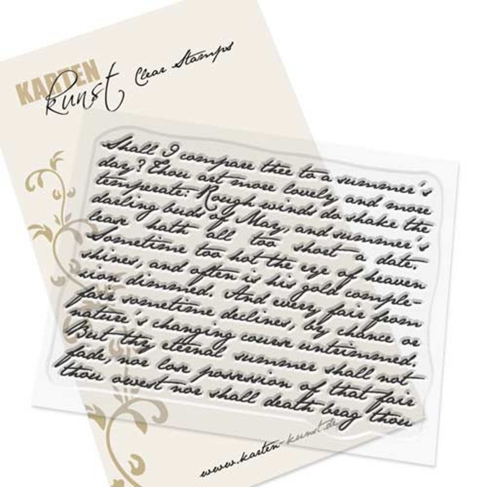 Clear Stamps  Script Background KK 0152  Shakespeare Text Motif Stamp Scrapbooking Cards Writing Background Pattern