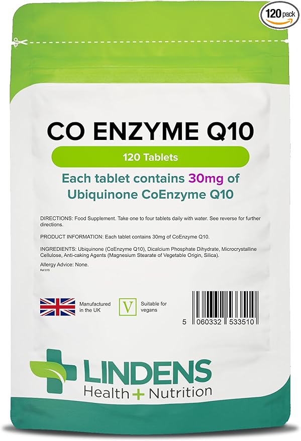 Co Enzyme Q10 30mg (Co-Q10) 120 Tablets by Lindens