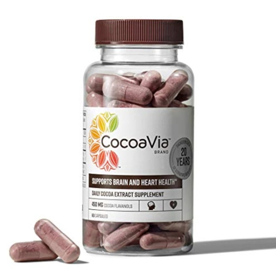 CocoaVia Heart & Brain Supplement, 60 Day, 450 mg Cocoa Flavanols, Memory & Circ