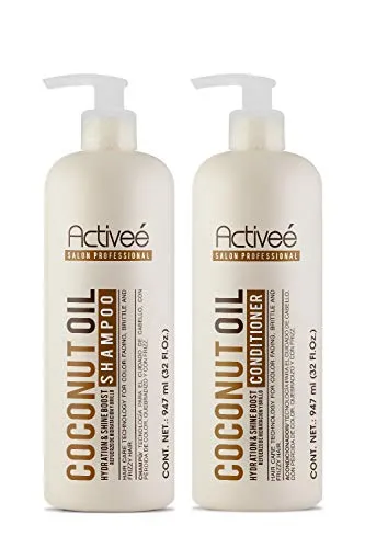 Coconut Oil Shampoo & Conditioner set 32 oz by Activee | Extra Hydration and Silk Effect | helps hair growth