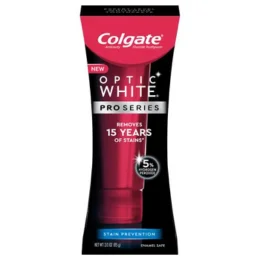 Colgate Optic White Pro Series Whitening Toothpaste with 5% Hydrogen Peroxide, Stain Prevention, 3 Oz Tube