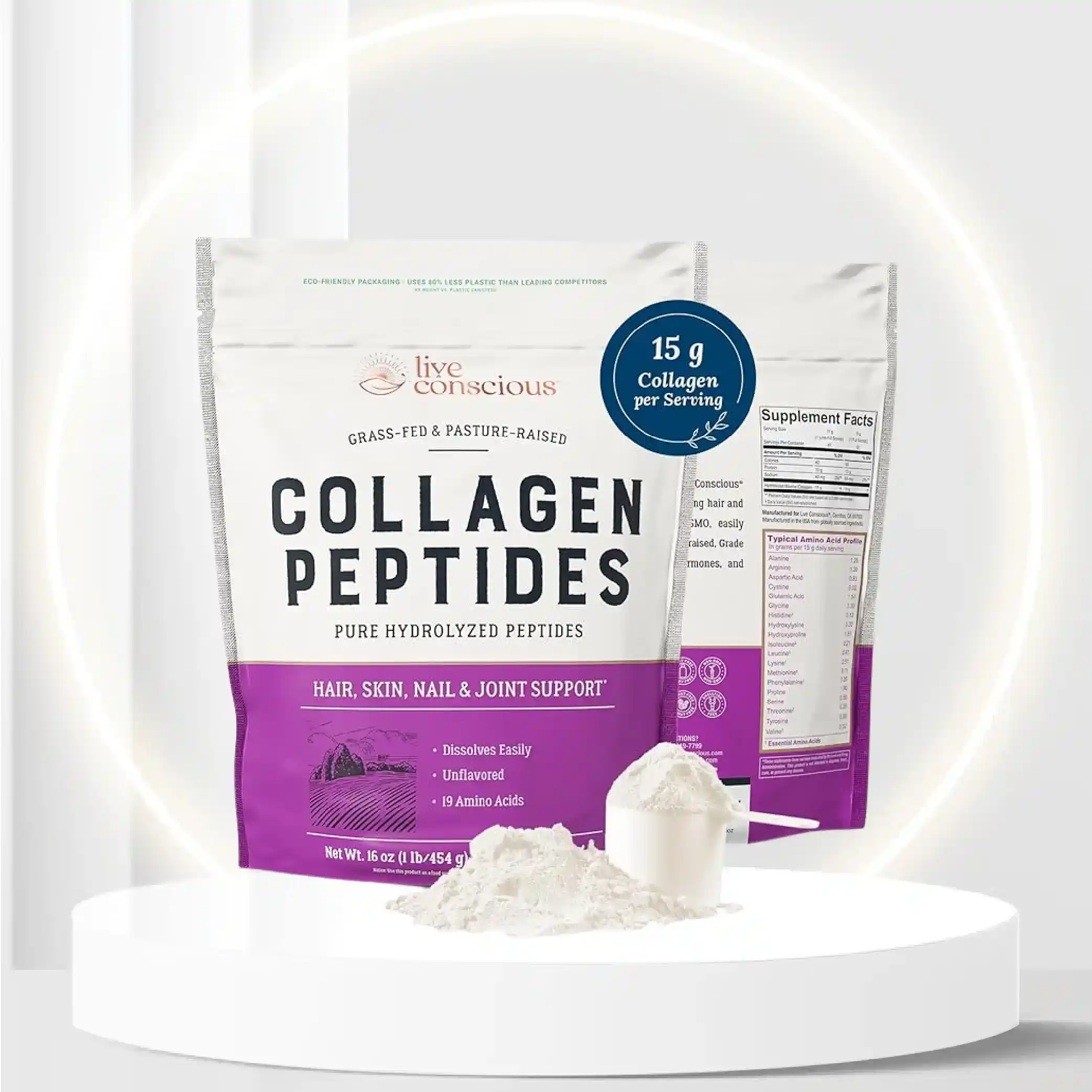 Collagen Peptides - Hair, Skin, Nail, and Joint Support - Type I & III Collagen - All-Natural Hydrolized Protein - 41 Servings - 16oz (Packaging May Vary)