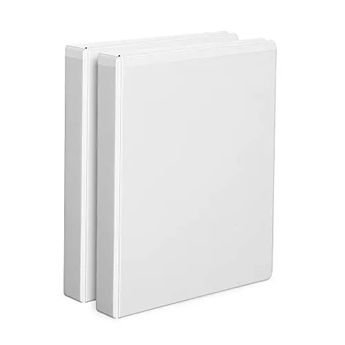 Comix Heavy Duty 3-Ring-Binder 1-inch D Ring Binders Holds 225 Sheets, 2 Pack (A2133-2) (White)