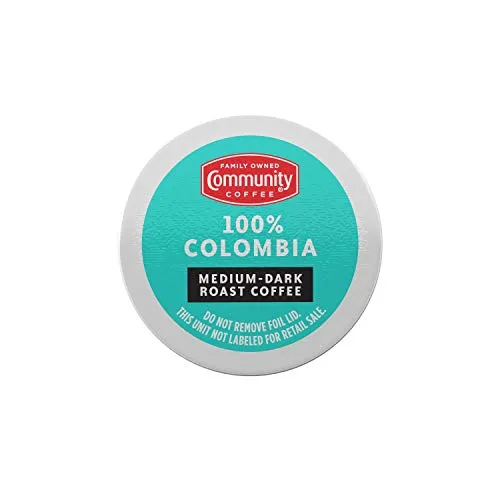 Community Coffee 100% Colombia Medium Dark Roast Single Serve K-Cup Compatible Coffee Pods, Box of 24 Pods
