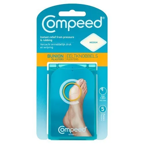 Compeed Bunion Plasters X5 - Instant Relief from Pressure & Rubbing - (Pack of 5) Medium Size