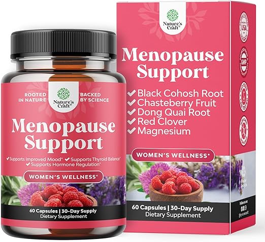 Complete Herbal Menopause Supplement for Women - Female Hormone Balance Capsules for Night Sweats Hot Flashes & Mood Swings with Dong Quai, Chaste Berry & Black Cohosh Root - 60 Count Pack
