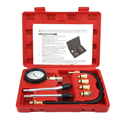 Compressor Test Kit Bike - Compression Tester,G326 Car Bicycle Petrol Gas Engine Cylinder Compressor Pressure Tester Gauge Test Set 8Pcs