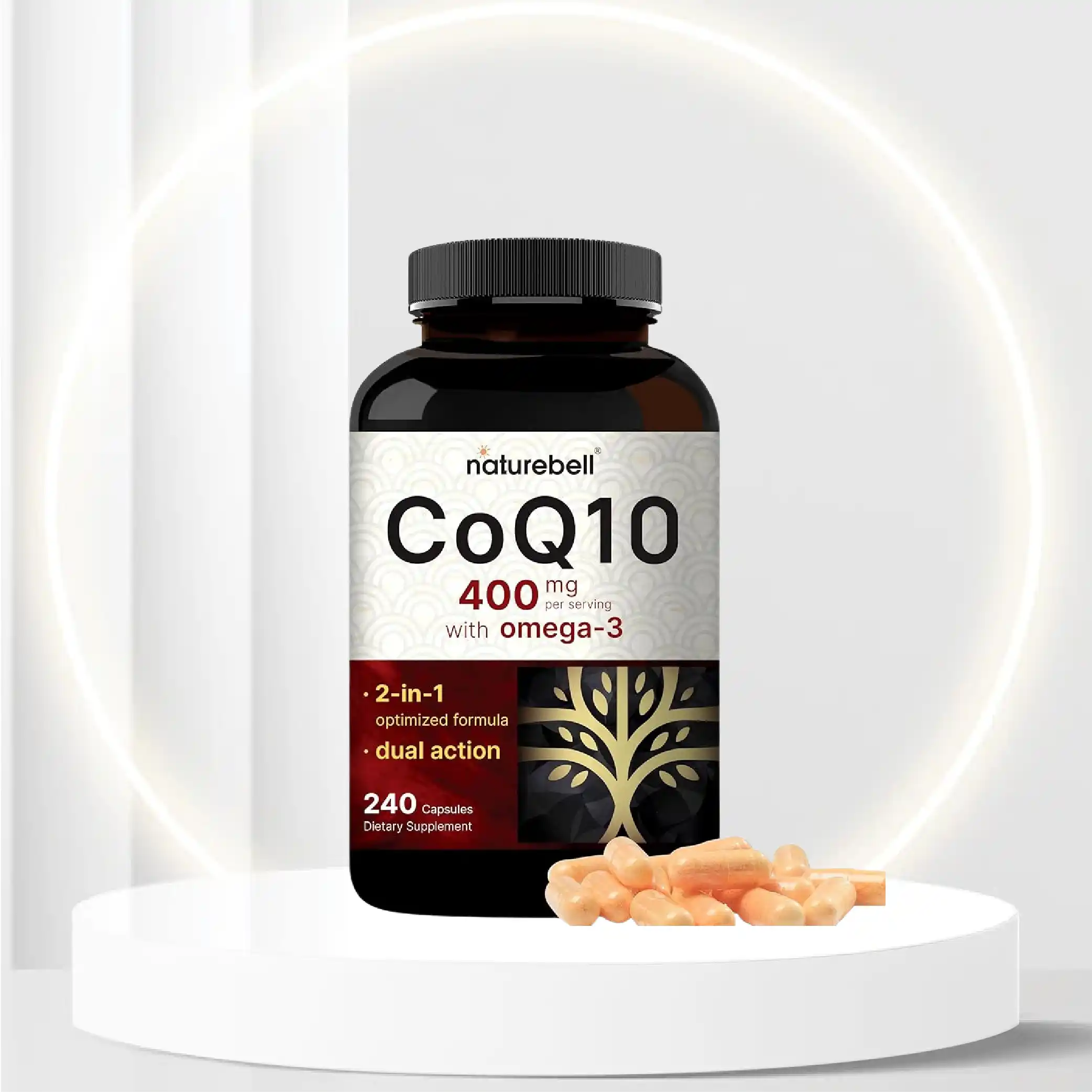 CoQ10 (Ubiquinone) 400mg with Omega 3 Fatty Acids| Stable High Absorption Form, Antioxidant Support for Heart & Energy Health, Extra Strength Coenzyme Q10 Supplement