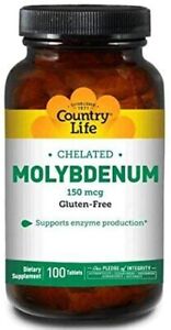 Country Life Chelated Molybdenum 150 mcg 100 Tablets B Corp, Gluten-Free, GMP