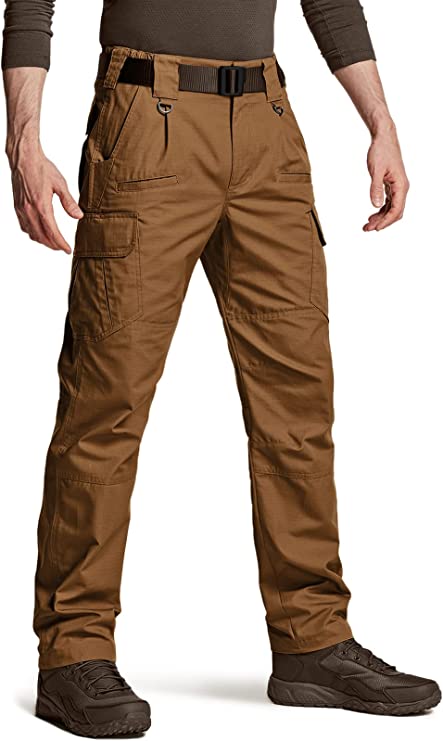 CQR Men's Tactical Pants, Water Resistant Ripstop Cargo Pants, Lightweight EDC Hiking Work Pants, Outdoor Apparel