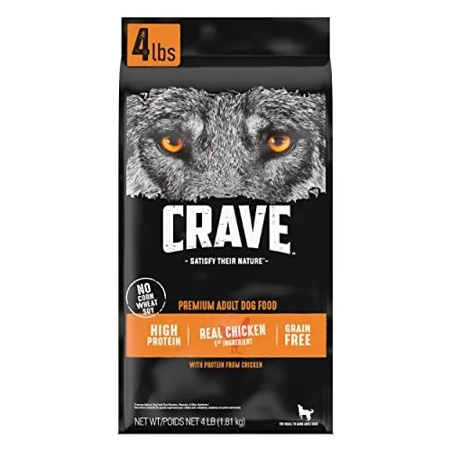 CRAVE Grain Free Adult High Protein Natural Dry Dog Food with Protein from Chicken, 4 lb. Bag