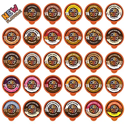 Crazy Cups Flavored Coffee Pods Variety Pack, Medium Roast Flavored Coffee Variety Pack, Single Serve Coffee in Recyclable Coffee Pods for Keurig K cups Machines, 50 Count