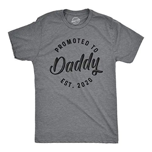 Crazy Dog T-Shirts Mens Promoted to Daddy 2020 T Shirt Fathers Day for New Best Dad Ever Husband (Dark Heather Grey) - L