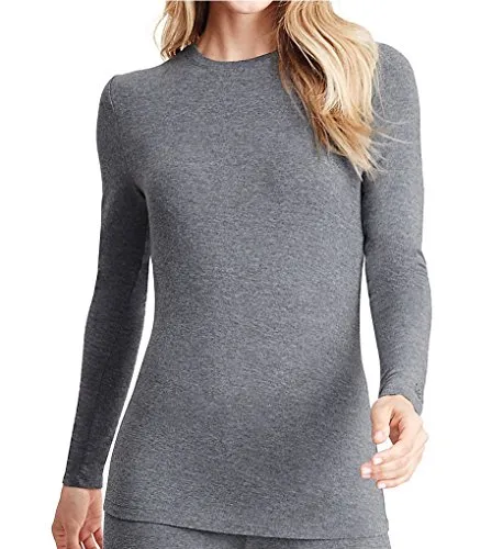 Cuddl Duds Softwear with Stretch Long Sleeve Crew Neck Shirt (8417516) L/Charcoal Heather