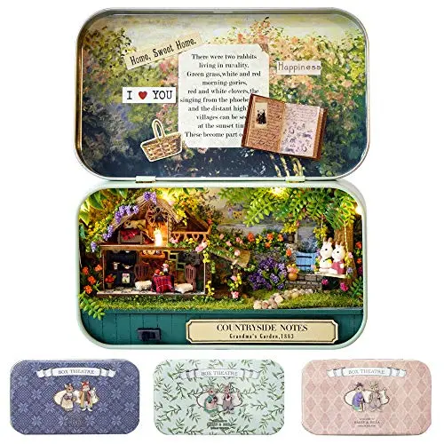 CUTEBEE Box Theatre Doll House Furniture Miniature, 1:24 DIY Dollhouse Kit for Kids (Countryside Notes)