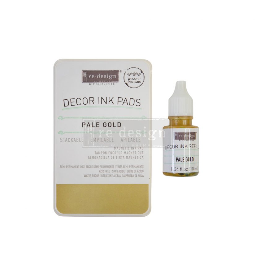 DÃ©cor Ink Pad â Pale Gold â 1 magnetic case + dry ink pad + 10ml ink bottle