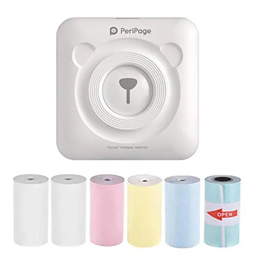 Dailyfun Mini Photo Printer Portable Smart Bluetooth Sticker Printer Thermal Printer Label Memo Receipt Instant Sticker Printer Small Picture Printer with 6+1 Thermal Paper Rolls for iOS/Android