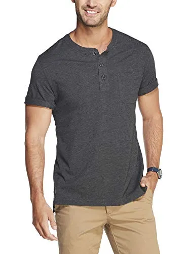 Dam Good Supply Co Performance Work Short-Sleeve Henley Shirt (XX-Large, Black Heather)