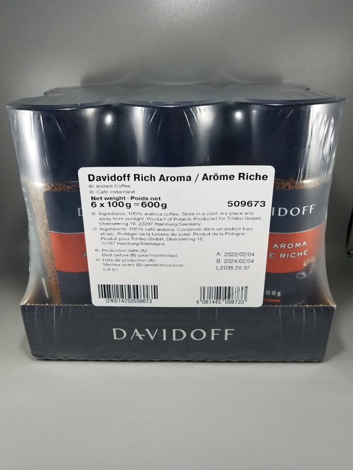 Davidoff RICH AROMA Instant Coffee 6 jars x 100g (600g) 2024 Expiration date