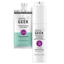 dermaGEEK Moisturizing Gift Set | NourishingÂ Face MoisturizerÂ with Sunscreen Broad Spectrum SPF 30, 1.7 FL OZ +Â 3.5% NiacinamideÂ FaceÂ Night Cream Travel / Trial Size