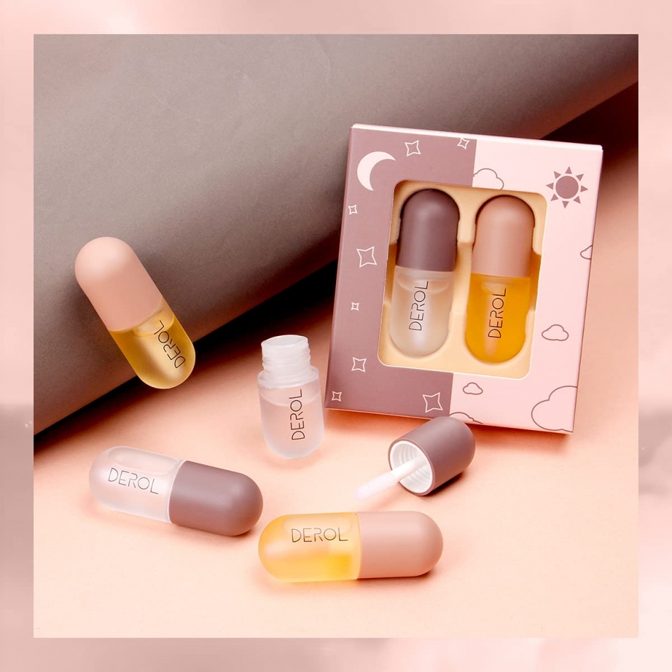 DEROL Day and Night Double Effect Repair Moisturizing Hydrating Lip Plumper Sett