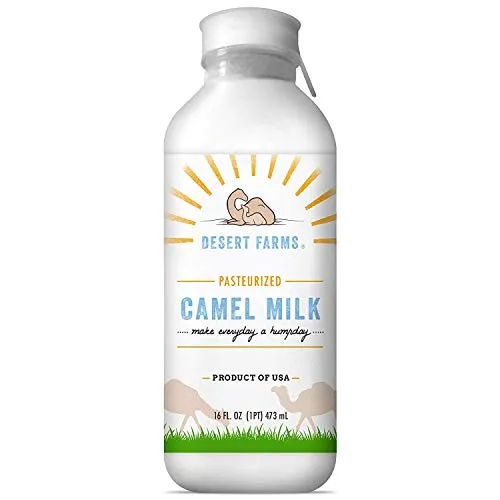 Desert Farms Organic Raw Fresh Frozen Camel Milk - Certified PALEO and KETO Grass Fed Non-GMO - Fresh Flavor with Health Benefits - Raw & Natural Grade A - Made In The USA [16 Pack]