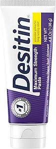 Desitin Maximum Strength Baby Diaper Rash Cream, 40% Zinc Oxide, Hypoallergenic No Added Parabens  Dyes, Protects & Relieves Baby s Skin for Up to 12 Hours, Prevents Diaper Rash 4.8 oz Tube