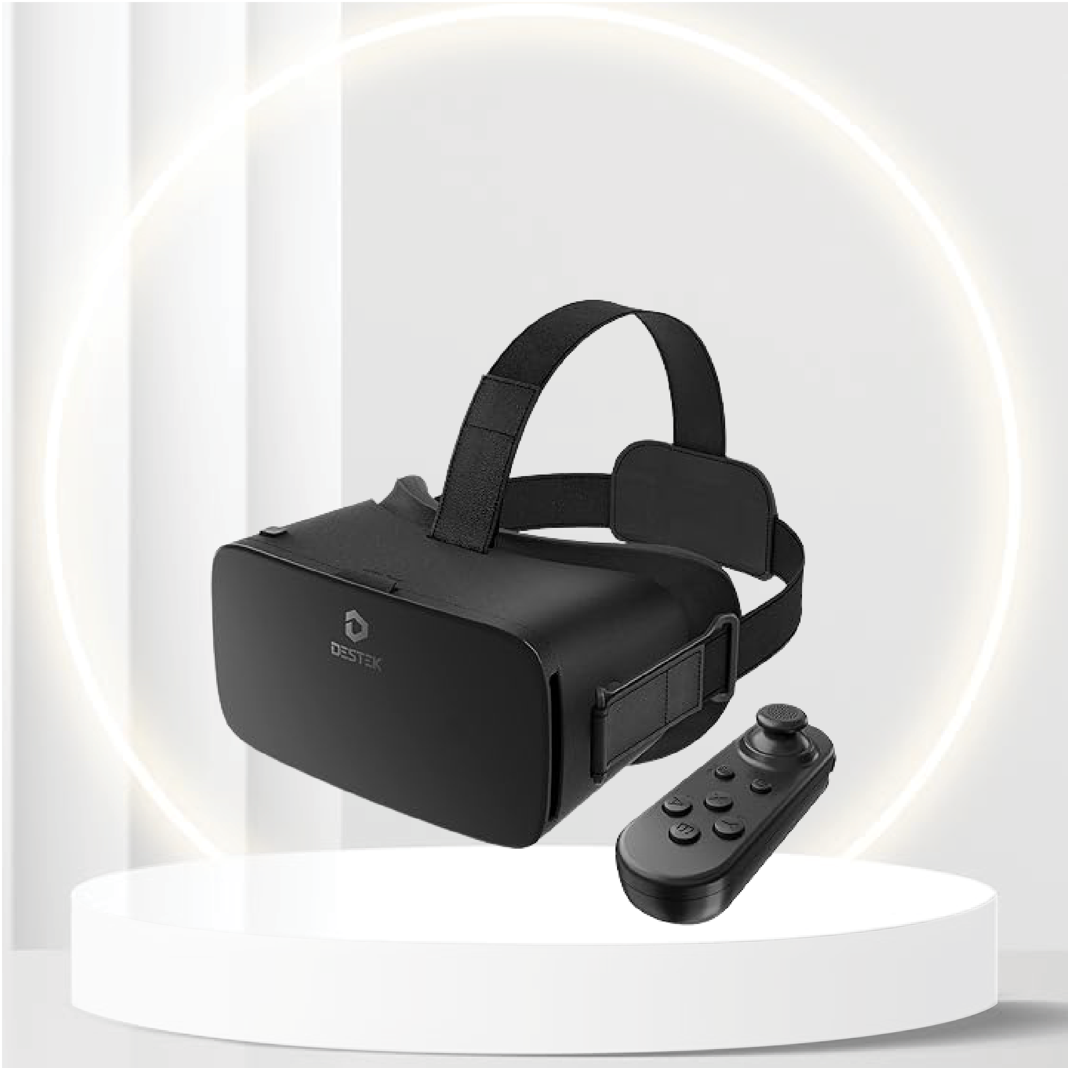 DESTEK V5 VR Headset for Phone with Controller, Anti-Blue Eyes Protected HD Lenses, 110Â° FOV Virtual Reality Headsets VR Goggles for iPhone 15/14/13/12/11, Samsung, Android - Black