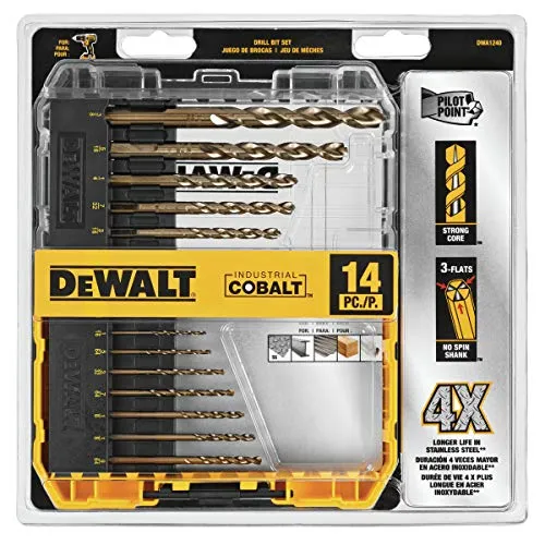 DEWALT Cobalt Drill Bit Set with Pilot Point, 14-Piece (DWA1240)