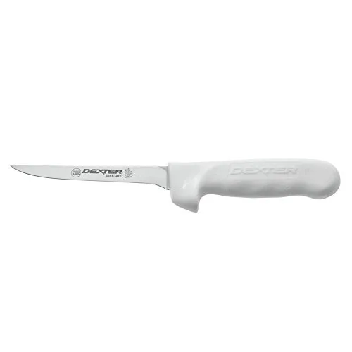 Dexter Sani-Safe Stainless Steel Stiff Boning Knife with White Polypropylene Handle - 5