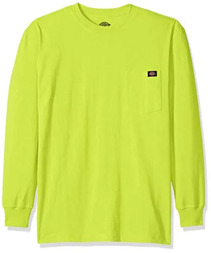 Dickies Men's Long Sleeve Heavyweight Neon Crew Neck Tee, Bright Yellow, XL