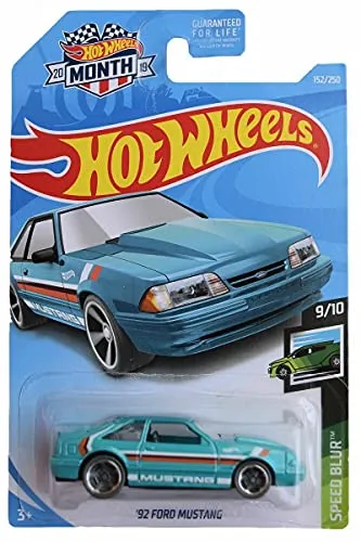 DieCast Hotwheels '92 Ford Mustang, Speed Blur 9/10 [2019 Month Card] 152/250 Teal