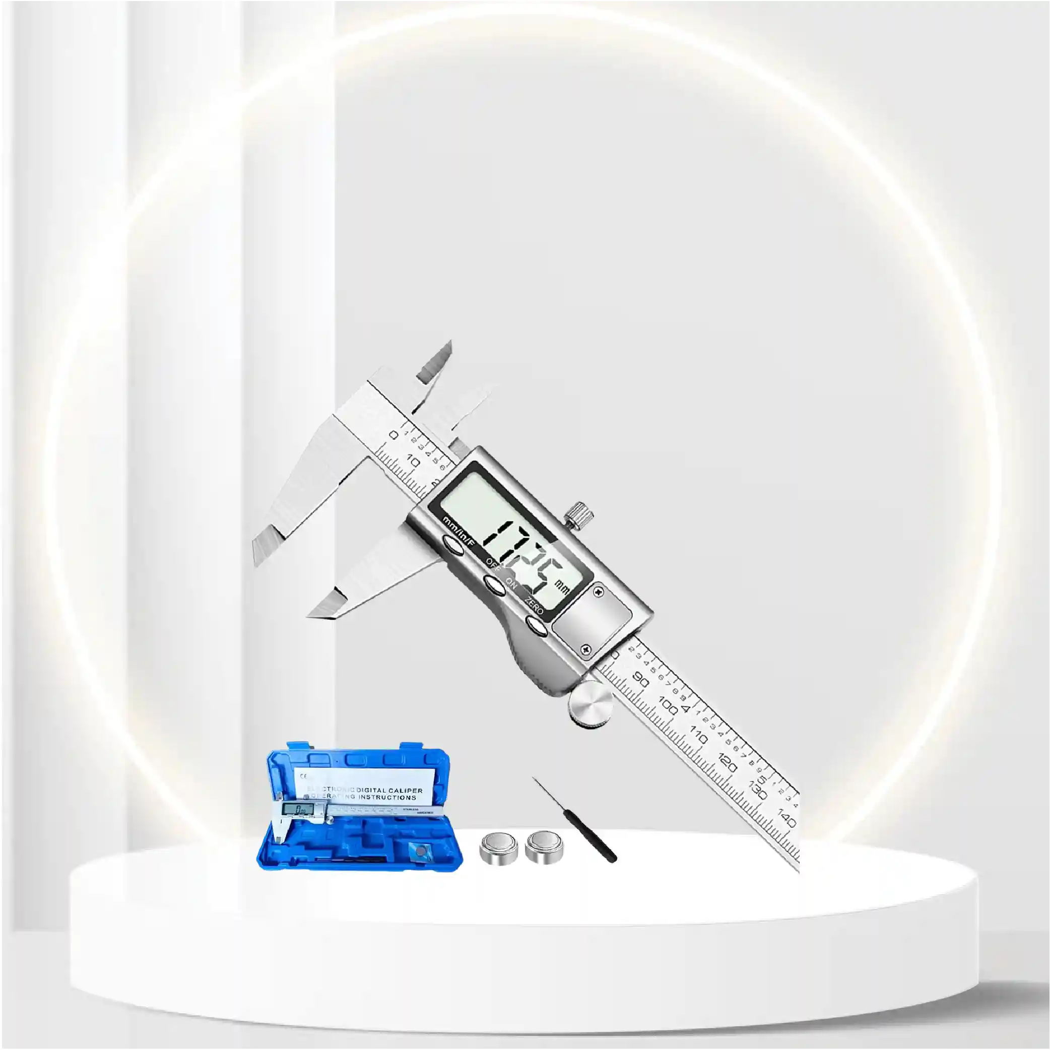 Digital Caliper Measuring Tool, Stainless Steel Vernier Caliper Digital Micrometer with Large LCD Screen, Easy Switch from Inch Metric Fraction, 6 Inch Caliper Tool for DIY/Household