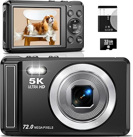 Digital Camera, 5K Digital Cameras for Photography, 72MP Vlogging Camera with 2.8