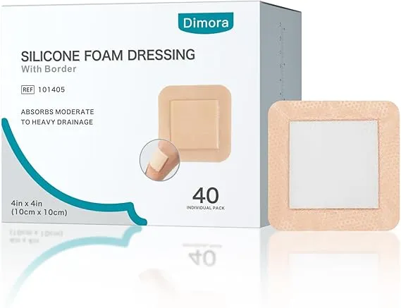 Dimora Silicone Foam Dressing with Border 40 Pack, Adhesive 4